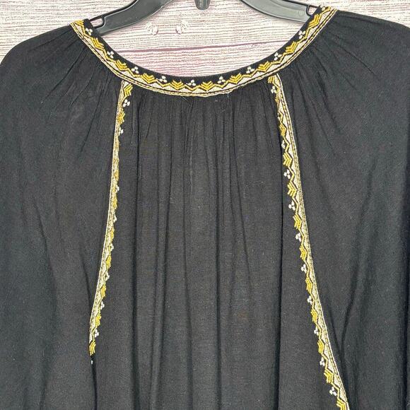 World Market Embroidered Linen Blend Boho Oversized Peasant Top Size S/M - Picture 4 of 10